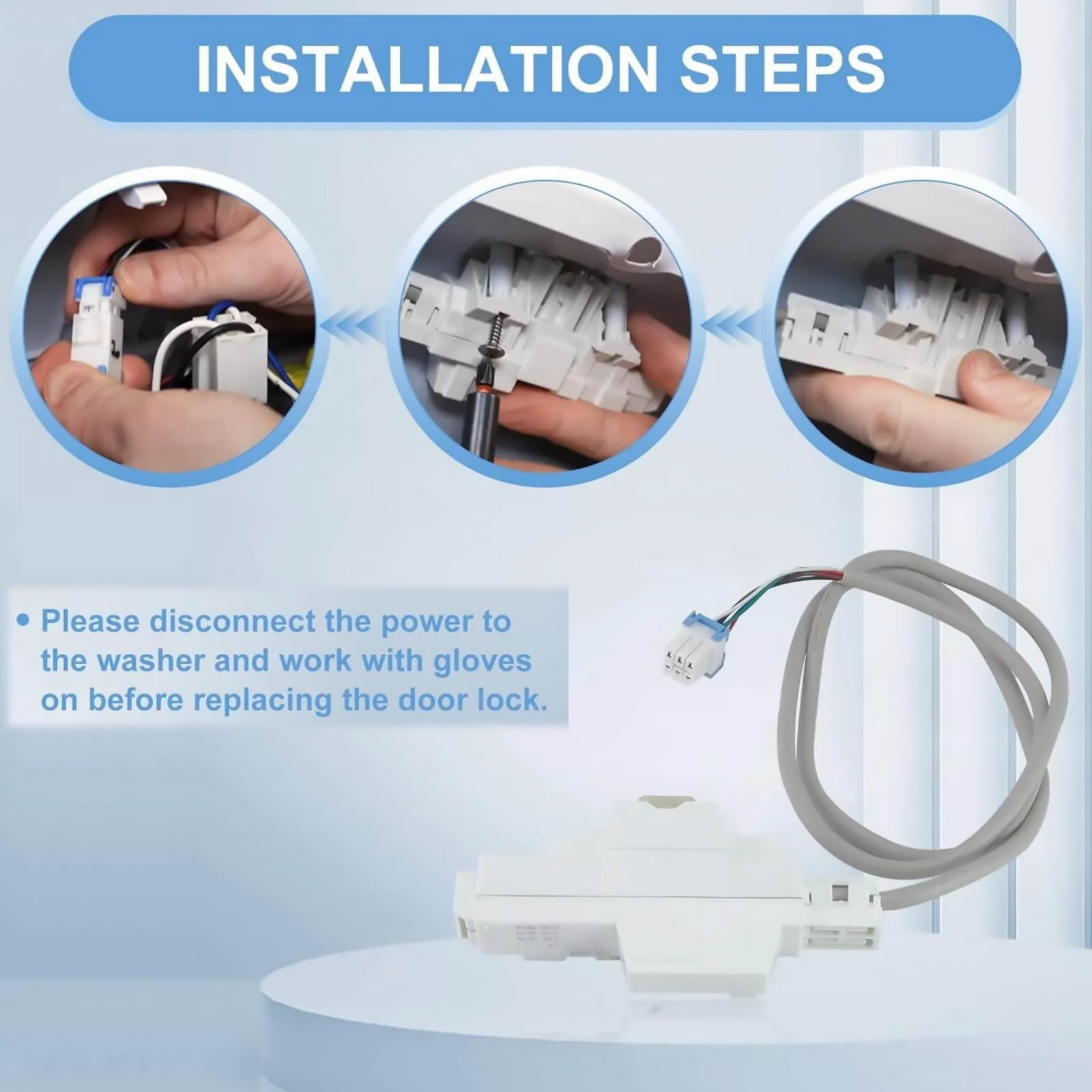 Washer Door Latch Superior Performance, Quick Installation, For Samsung Washing Machines DC34-00025C Normal Locking Function