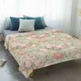 thumbnail image 4 of Pink Flowers Blanket Soft Cozy Warm Throw Blanket for Couch, Plush Fuzzy Flannel Fleece Blankets for Sofa, Green Country Botanical Floral Leaves Bed Blankets Lightweight Gifts for Women, 50"x80", 4 of 9