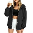 thumbnail image 7 of Otntypg Snap Button Down Hoodies for Women Trendy Fall Long Sleeve Drawstring Hooded Pullover Sweatshirts Loose Lightweight Casual Basic Solid Color Cardigan Hoodie Jacket with Pockets, 7 of 7