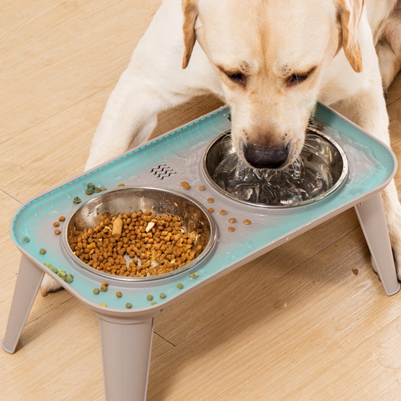 High Neck Relief Elevated Dog Bowls, Stainless Feeder for Large Breeds & Home Use