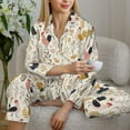 thumbnail image 5 of KLL Cartoon Chickens Print Women's Long Sleeve Pajamas with Pants Sleepwear Loungewear 2 Set-X-Large, 5 of 7