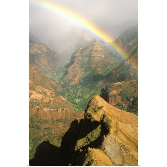 Great BIG Canvas | "Hawaii, Kauai, Bright Rainbow Over Waimea Canyon" Art Print - 20x30