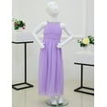 thumbnail image 4 of Haitryli Kids Haltered Neck Flower Girls Dress Rhinestone Chiffon Maxi Evening Gown for Pageant Lavender 14, 4 of 7