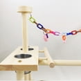 thumbnail image 4 of Columpio interactivo de madera con escalera colorida para pájaros, parque de juegos para loros con comedero para cacatúas y periquitos., 4 of 5