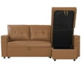 thumbnail image 5 of Laura Caramel Leather Sectional Sleeper Sofa with Pull Out Bed & Storage Chaise, 5 of 10