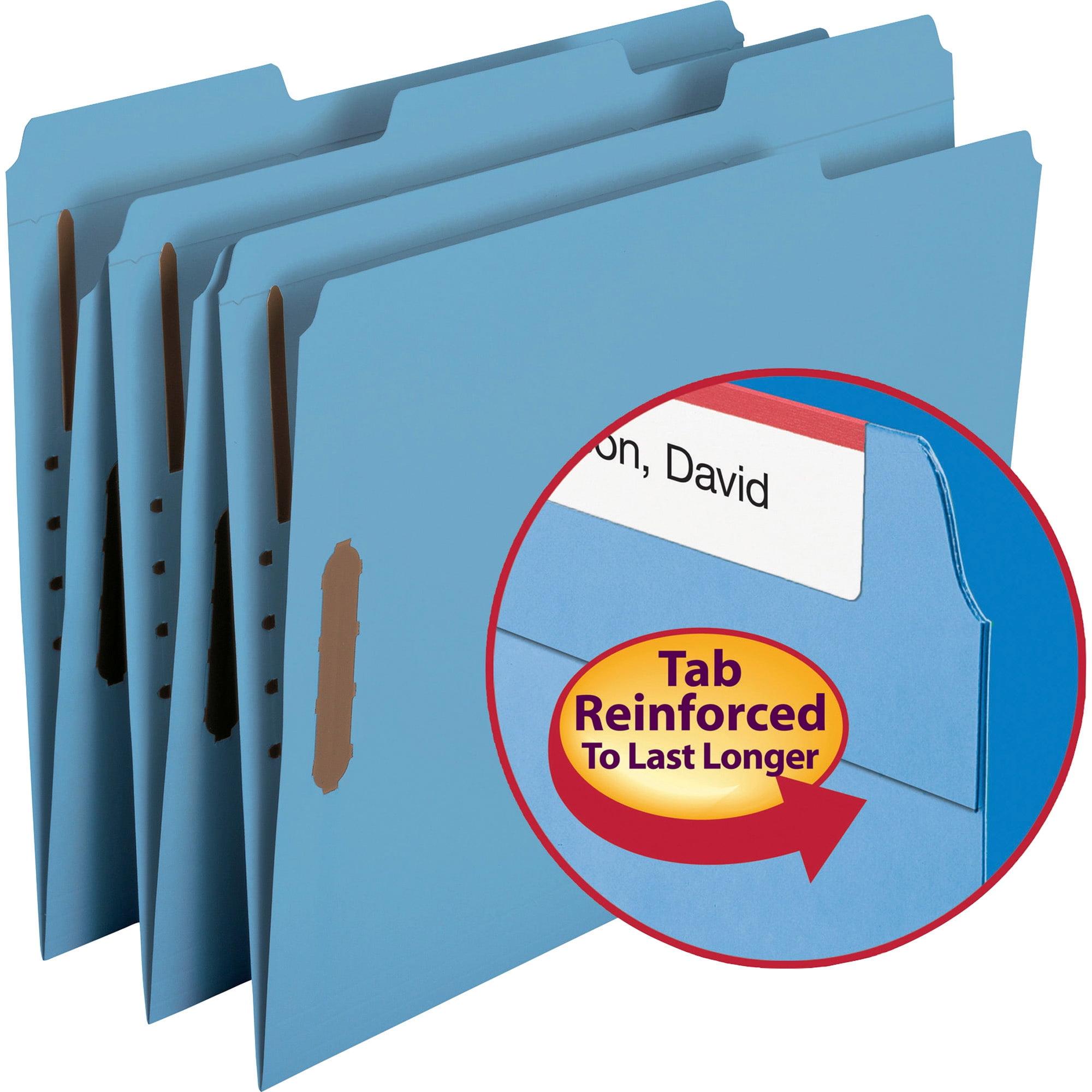 Smead Colored Fastener Folders Reinforced Tabs Blue 50/BX Ltr (12040)