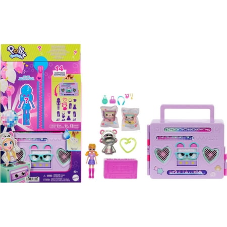 Polly Pocket Disco Dance Fashion Reveal Doll & Playset with Unboxing Surprises & Water Play