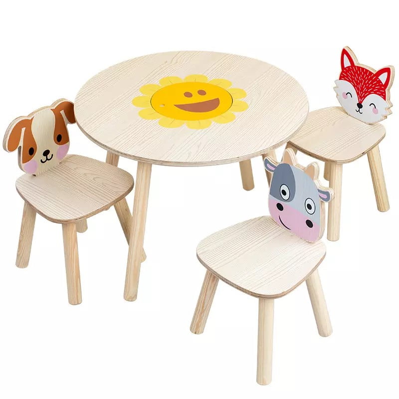 Mesita Animales 3 Sillas Con Centro Desmontable