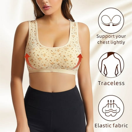

TOWED22 Plus Size Bras Women s Full Coverage Non Padded Comfort Wire-Free Bra Plus Size A
