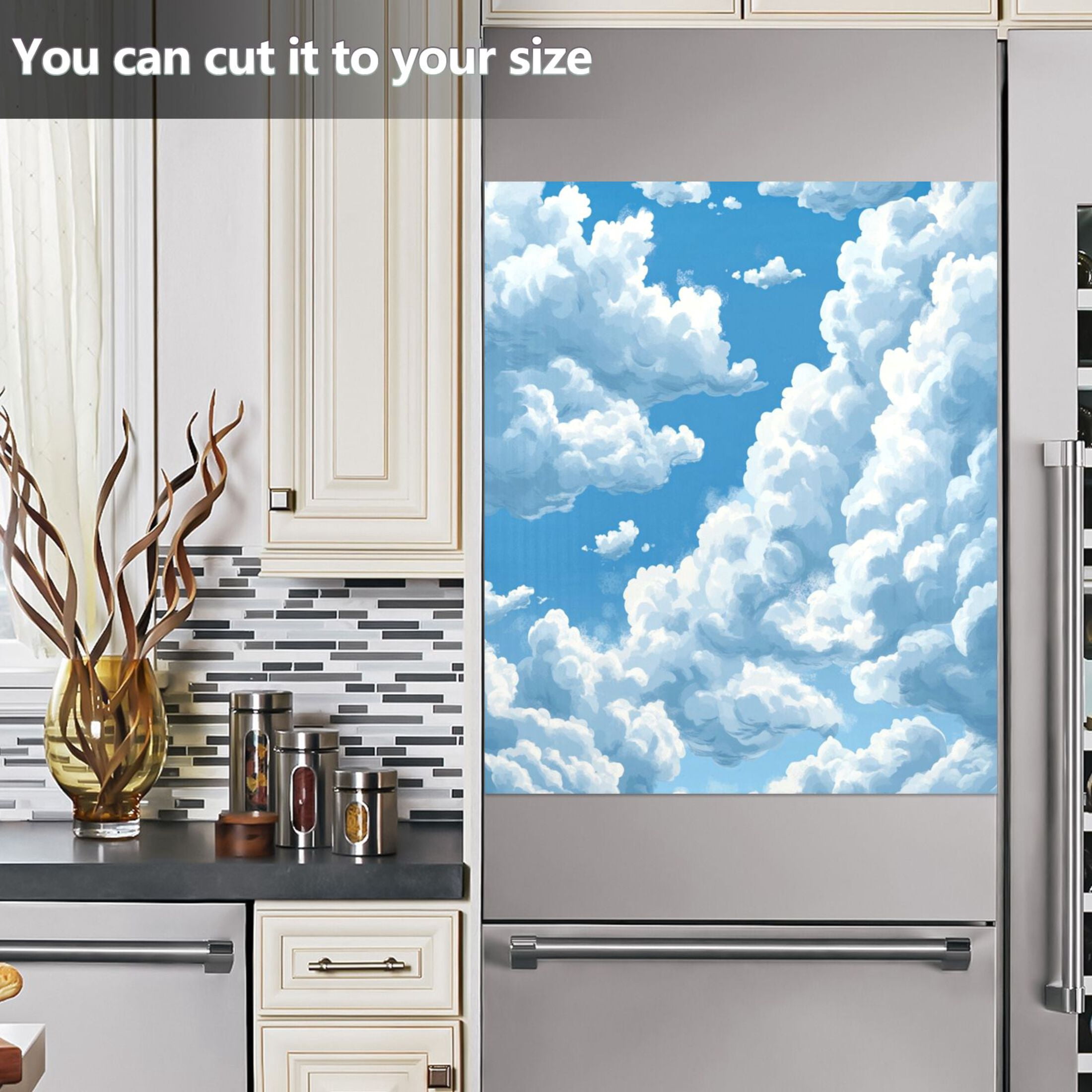 Dishwasher Magnetic Sticker 23x26 Inch Refrigerator Magnetic Sticker Washing Machine Magnetic Sticker Kitchen Panel Magnetic Sticker Home Decor Blue Sky and White Clouds