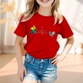 thumbnail image 2 of WERYOUNG T-Shirts Filles Garçons Été Décontracté Imprimé Cœur d'Amour Manches Courtes Col Rond T-Shirts Filles Mignon Tee, Rouge, 4-5 Ans, 2 of 4