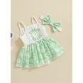 thumbnail image 6 of Aojekbee Baby Girls 2Pcs Summer Outfits Sleeveless Floral Print Skirt Romper + Headband Set Newborn Clothes, 6 of 10