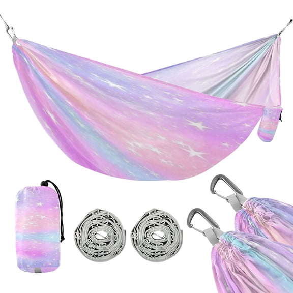 Portable Outdoor Camping Hammock Travel Hammock Ideal for Backpacking, Hiking, and Travel Colorful Shining Star