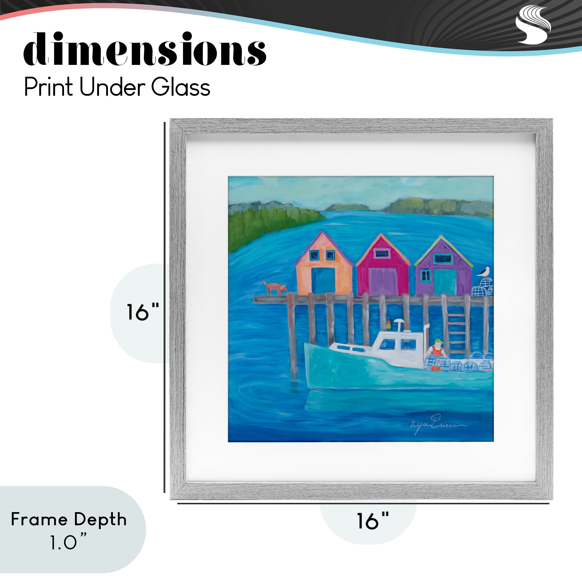 Stupell Industries Work Day at Seaside Village Gray Framed Print Under Glass, design by Lynn Ericson Fine Art