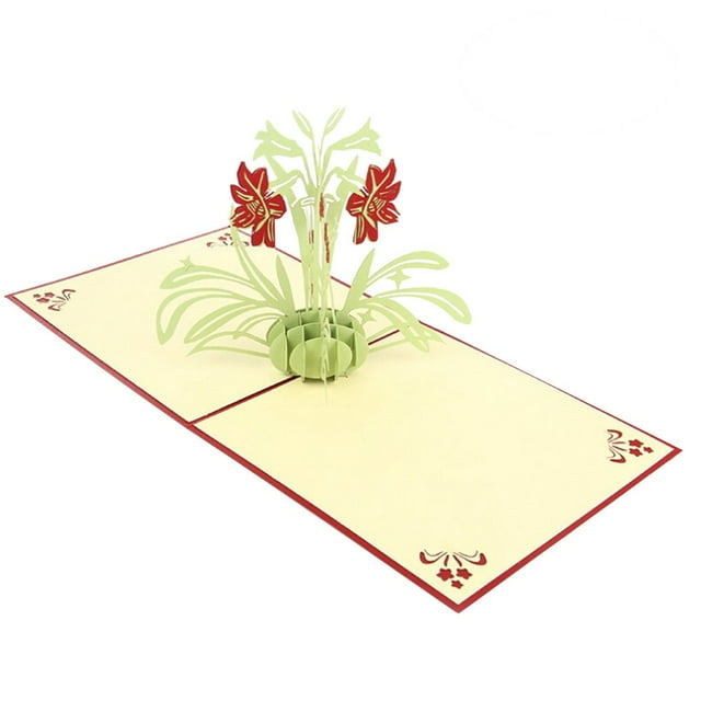 WRITWAA 2Pcs 5.9 x 5.9 Inch Daffodil Up Cards for Fathers Day Greetings Handmade Floral