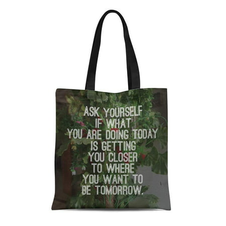 KDAGR Canvas Tote Bag on Life Best Inspirational and Motivational Sayings About Reusable Shoulder Grocery Shopping Bags