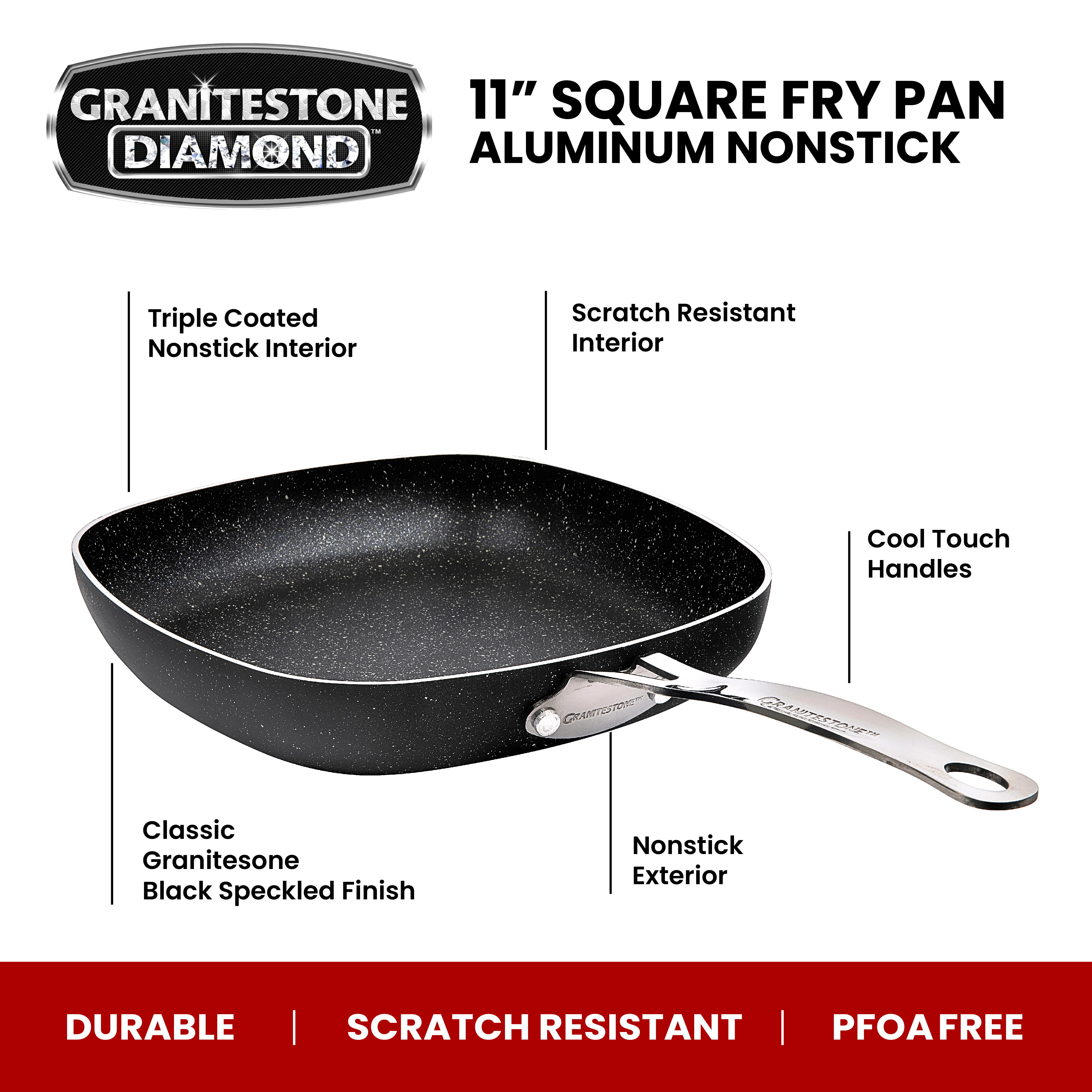 Granitestone Frying Pan Nonstick, Warp-Free, with Glass Lid and Stay-Cool 11