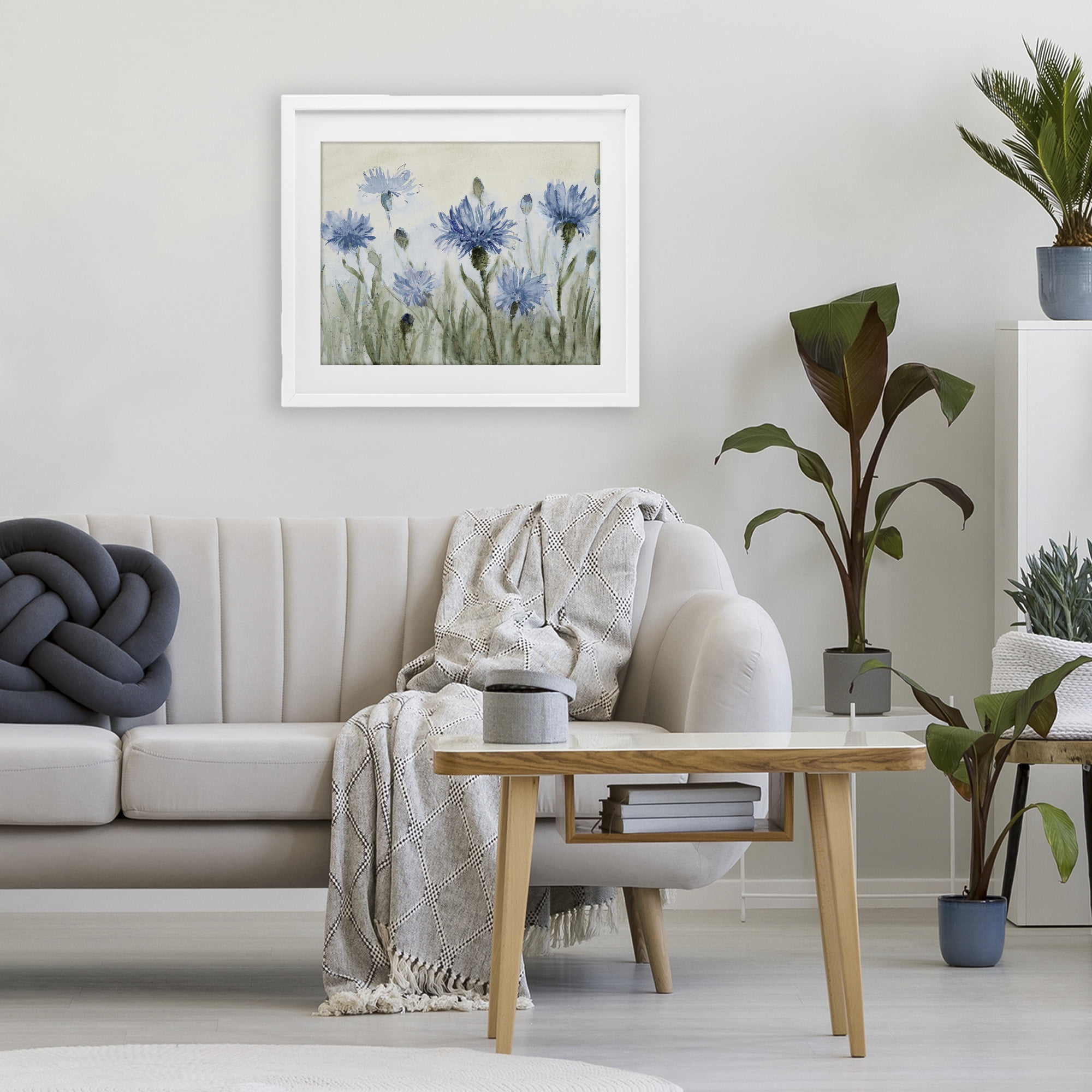 Stupell Industries Blue Cornflowers Meadow White Framed Print Under Glass, design by Lanie Loreth