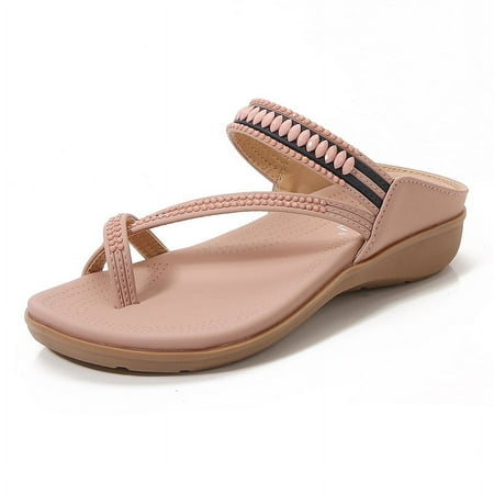 

Womens Ladies Platform Clip Toe Slingback Rhinestones Wedge Sandals Bohemian Shoes Summer Beach Casual Vacation Walking Shoes