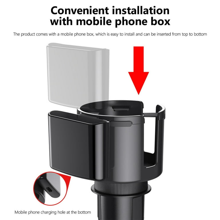 Car Cup Holder Expander with Phone Holder Adjustable Base for
