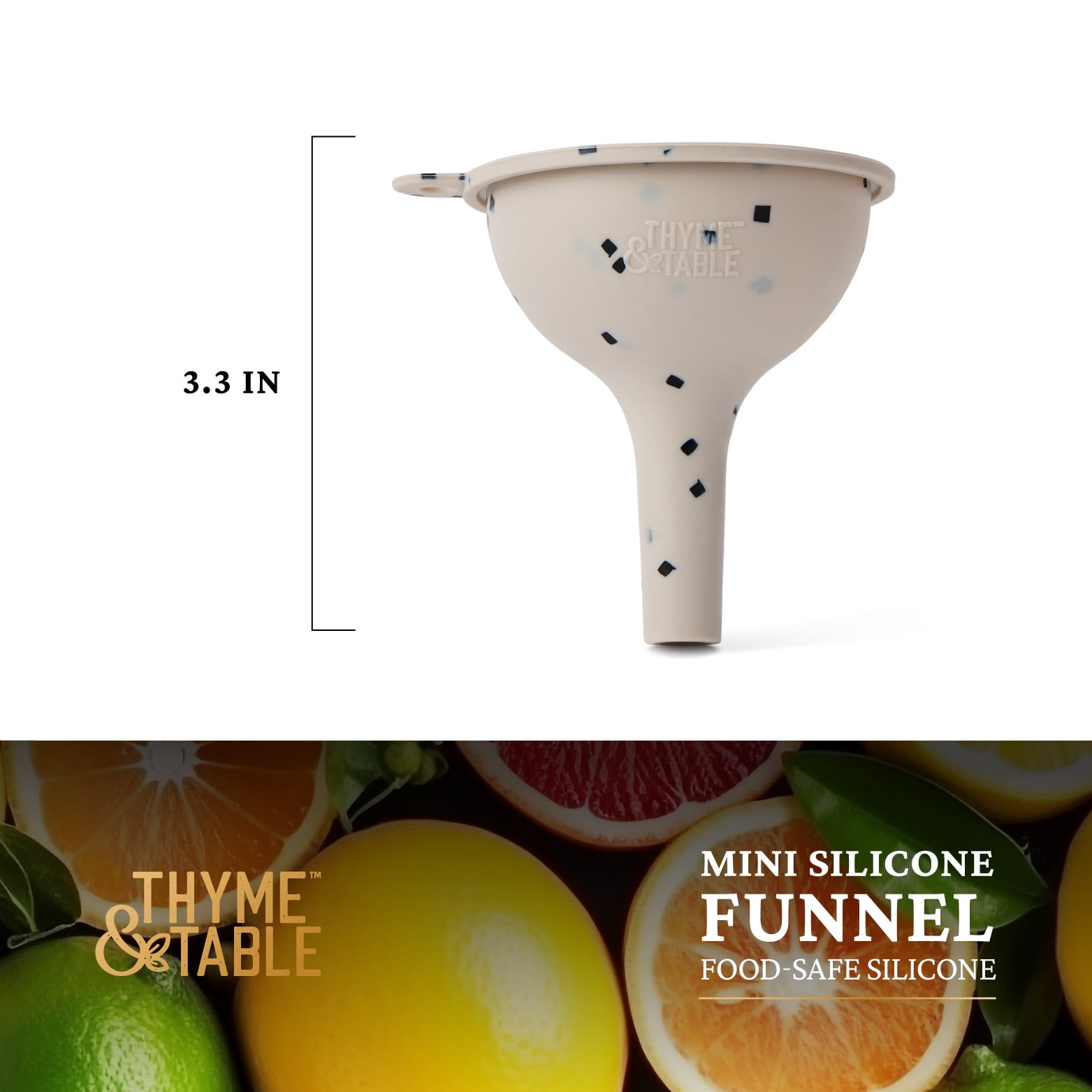 Thyme & Table Mini Silicone Funnel, Cream and Black Dots