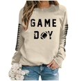thumbnail image 4 of Puliio Women Hoodless Trendy Rugby Print Full Sleeve Crewneck Sweatshirt Jacket Pullover Loose Comfortable Lightweight Outdoor Top Blouse, 4 of 4