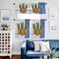 thumbnail image 4 of Vintage Pineapple Blue Flower Porcelain Curtain Tier and Valance Set 3 Piece, Summer Plant 3-inch Rod Pocket Window Tier Curtains Valance for Kitchen Living Room, 4 of 9