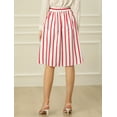 thumbnail image 5 of DARING DIVA Women's Striped Button Front Elastic Back Waist A-Line Midi Skirt XX-Large Red, 5 of 6