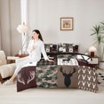 thumbnail image 4 of Castle Fairy Rustic Deer Hunting 7-Piece Twin Bedding,Vintage Checkered Camo Bedding Comforter Set,Gray Black White,Black Reversible, 4 of 7