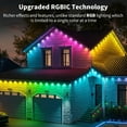 thumbnail image 6 of 200FT Permanent Outdoor Lights with 100 LEDs - Smart RGB IC with 16 Million DIY Colors, IP67 Waterproof, & Remote Control, Hundreds Dynamic & Scene Modes for Holidays, Christmas & Home, 6 of 9