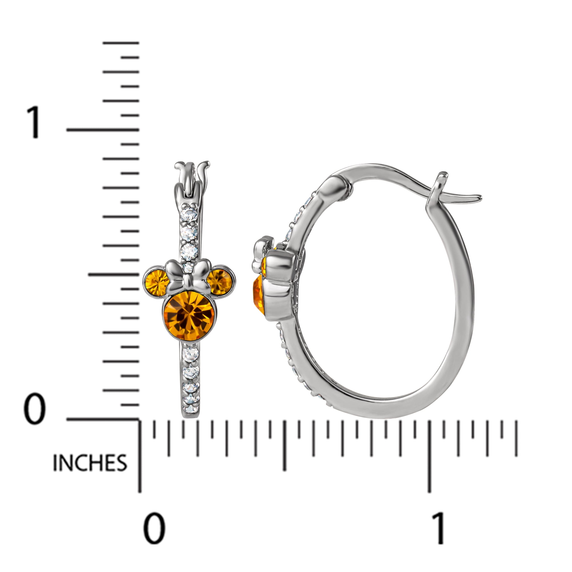 Disney Minnie Mouse Womens CZ Sterling Silver Birthstone Hoop Earrings