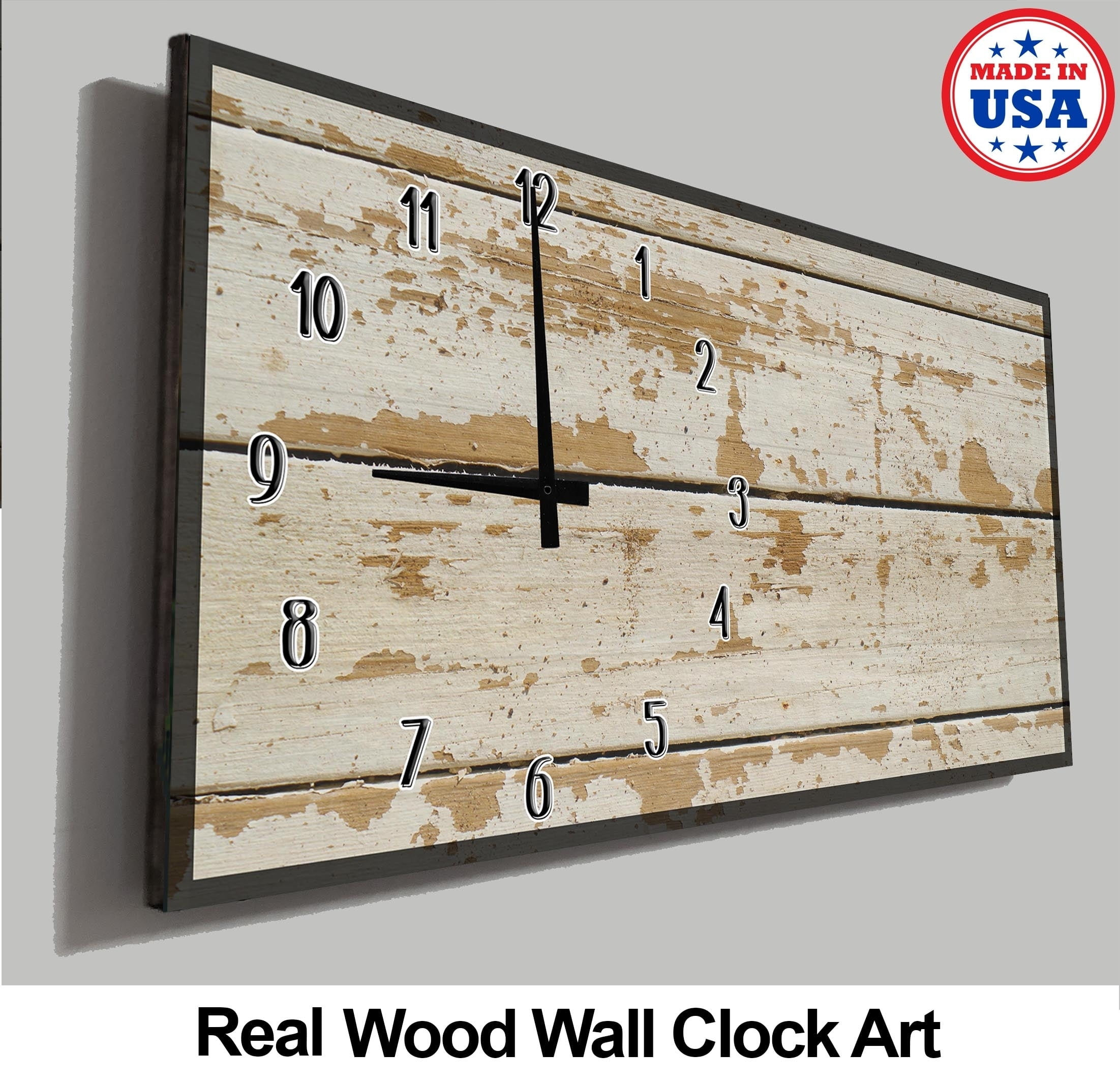 Rustic Wood Wall Clock Distressed And Painted Wooden Planks Wood Wall Clock Decor