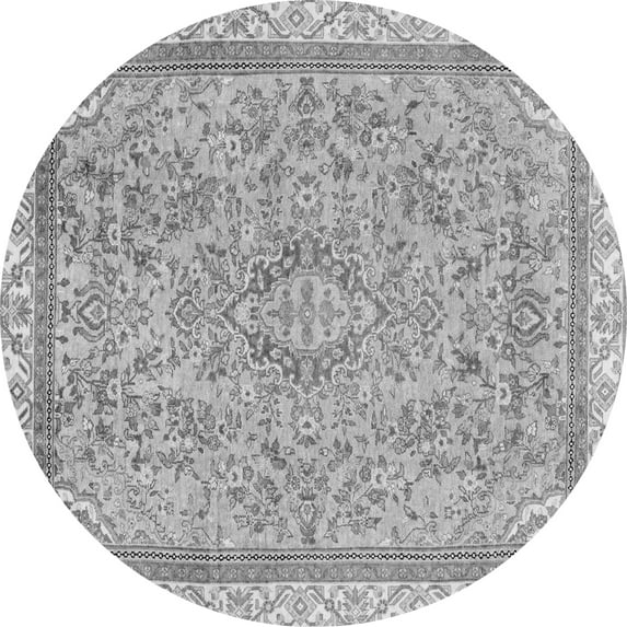 Ahgly Company Indoor Round Abstract Gray Modern Area Rugs, 3' Round