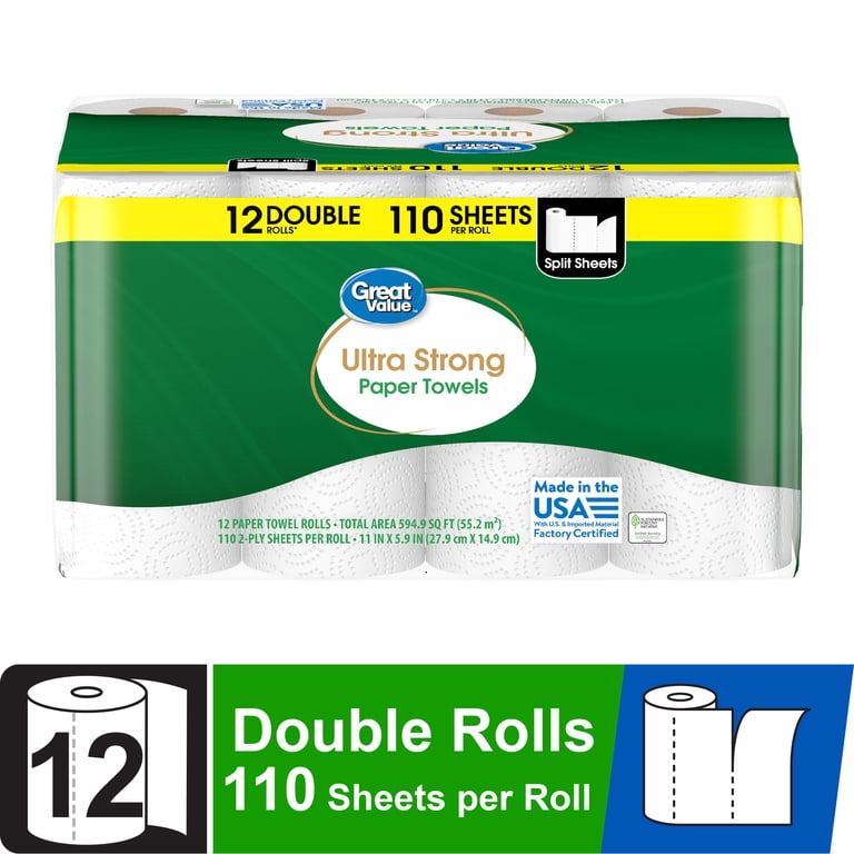 Great Value Ultra Strong Paper Towels, 12 Double Rolls photo 2