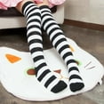 thumbnail image 3 of HEVIRGO Sweet Women Stripe Thigh High Over The Knee Stockings Stretch Long Cosplay Socks, 3 of 10