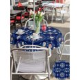 thumbnail image 6 of Outdoor Tablecloth with Umbrella Hole Zipper Navy Blue Boho Floral Round Tablecloth 60" Waterproof Outside Table Cloth Ethnic Tribe Farmhouse Artwork Patio Table Cover Tablecloths for Picnic Party, 6 of 8