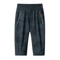 thumbnail image 2 of SWSMCLT Men's Athletic Long Shorts Elastic Waist Quick Dry Capri with Zipper Pocket Hiking Running Gym Summer Below Knee Length Navy 30, 2 of 2