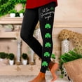 thumbnail image 2 of XIAONU Womens Shamrock Print Leggings High Waist Graphic Tights Stretchy Festive Holiday Bottoms Black, 2 of 5
