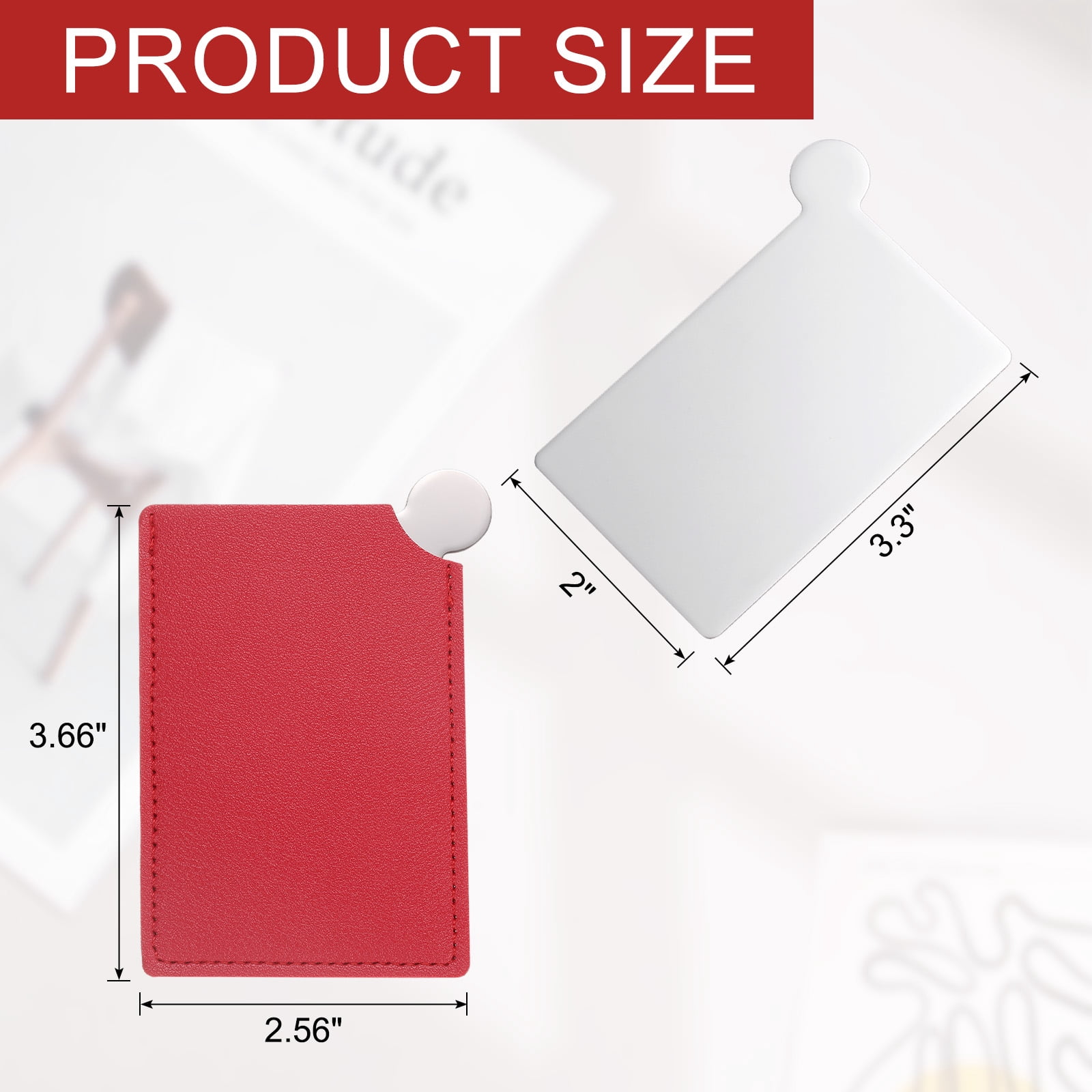 Unique Bargains Small Pocket Mirror Purse Stainless Steel PU Leather Gift Red