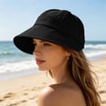 thumbnail image 7 of UNLLLL Summer Sun Protection Hat, Wide Brim Bucket Hat with Breathable Canvas, Casual Visor Cap for Outdoor Activities, for Gardening Hiking Beach and Daily Wear (Black), 7 of 7