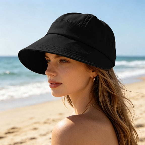 Yardvibe Adjustable UPF Sunscreen Baseball Hat, 21.3"-22.8" Lightweight Wide Brim Hat for Hiking and Camping, UV Protection Hat for Men and Women (Black)