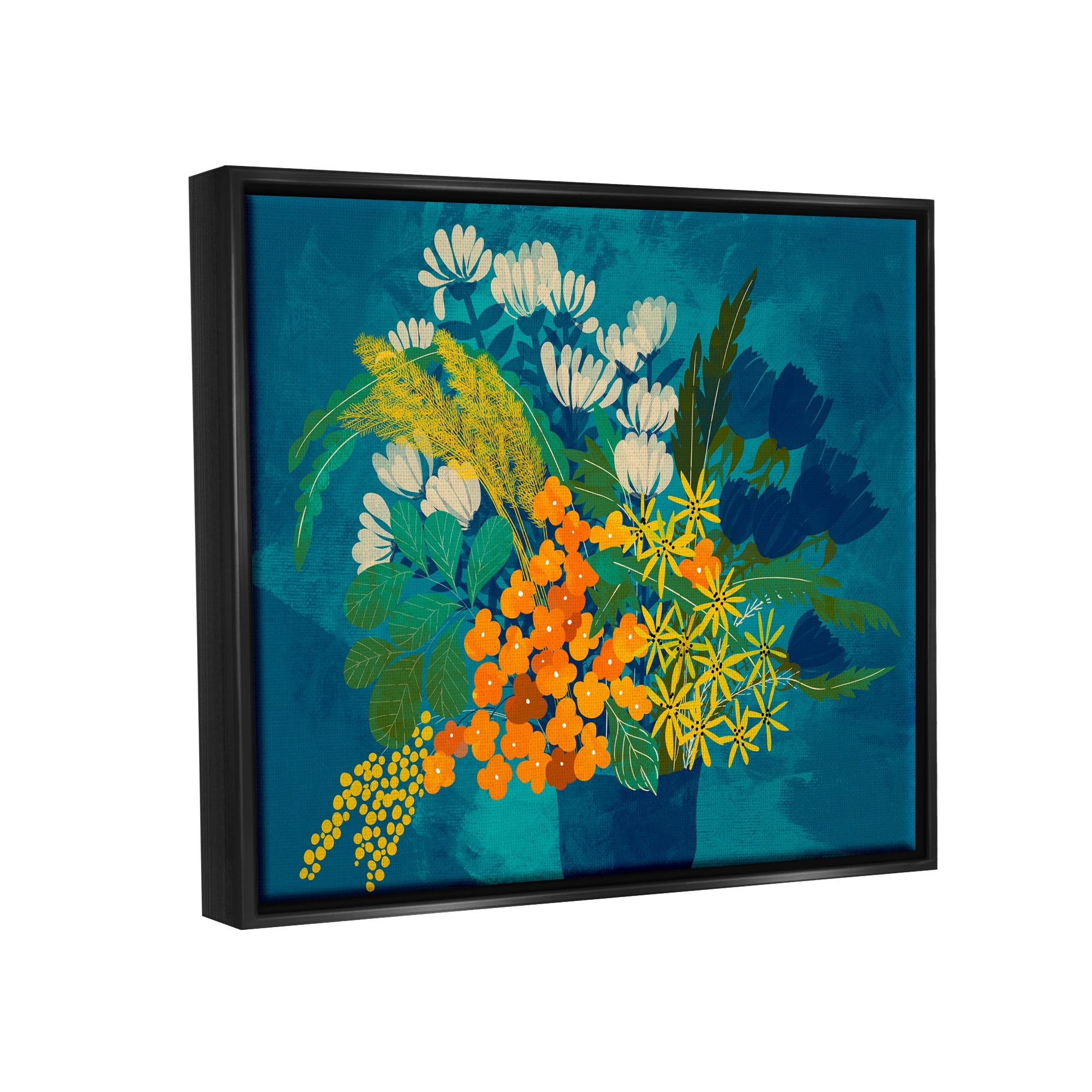 Stupell Industries Mixed Vase Florals Botanical & Floral Painting Black Floater Framed Canvas Art Print Wall Art, 21 x 17