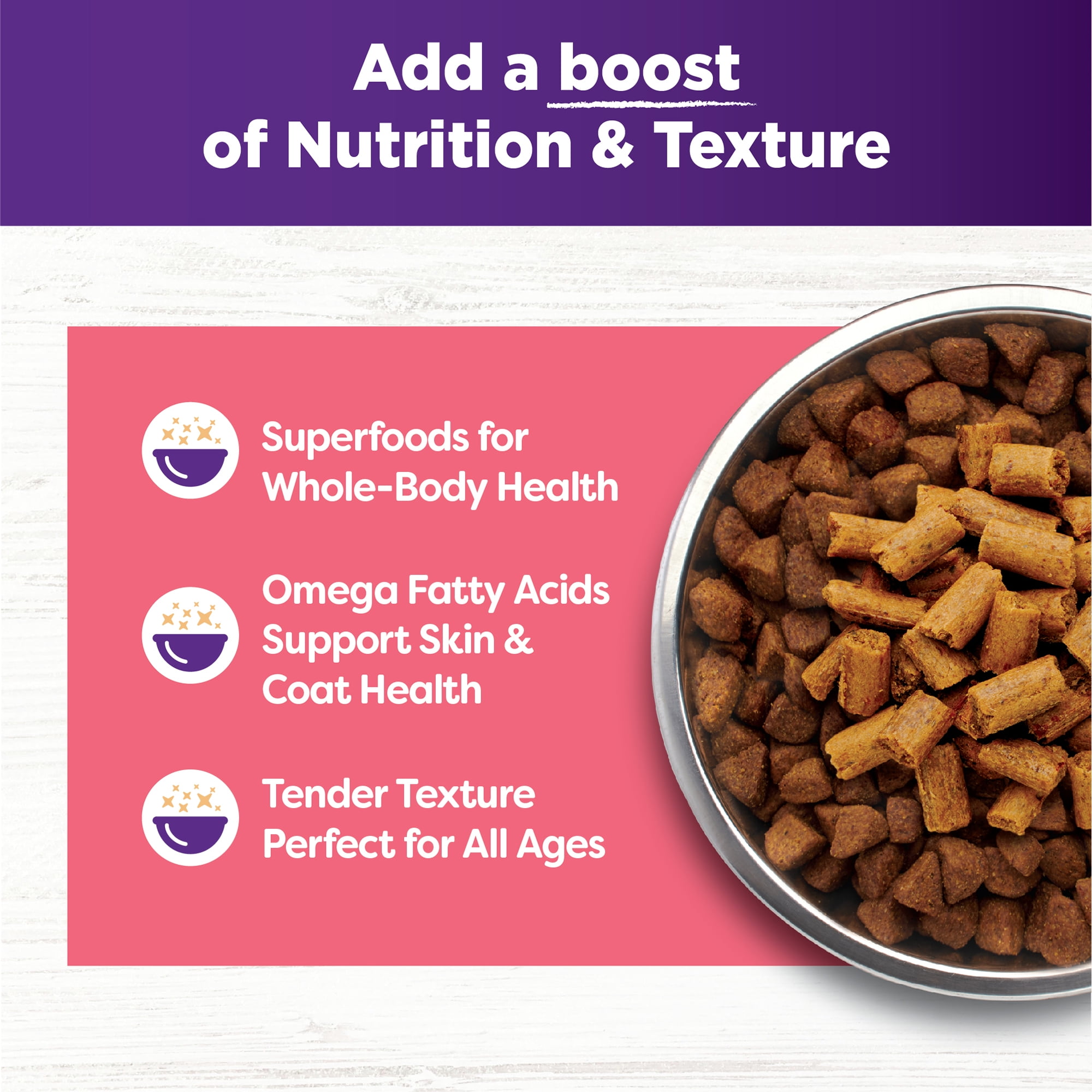 Wellness Bowl Boosters Tender Toppers, Dog Food Topper for Small, Medium, & Large Breeds, Grain Free, Natural, Lamb & Salmon, 8 Ounce Bag (Pack of 1)