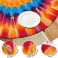 thumbnail image 4 of Colorful Tie Dye Concentric Circles Round Fitted Tablecloth with Elastic Edge,Dining Table Cover Waterproof,Outdoor Round Tablecloth for Camping,Dining,Indoor and Outdoor, 4 of 7
