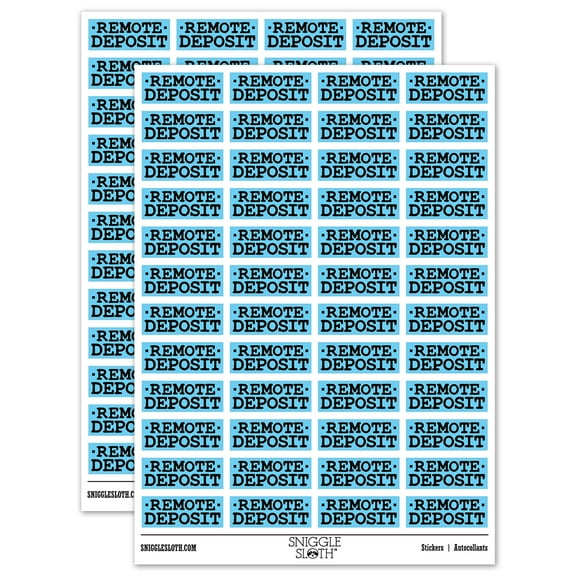 Remote Deposit Bank Check Sticker Set - Light Blue - Gloss Finish - 1.25" Mini
