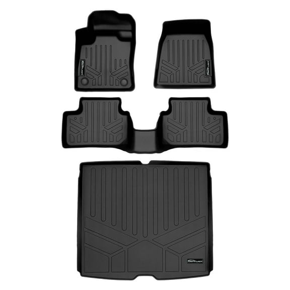 SMARTLINER Custom Fit All Weather 2 Row Floor Mats & Cargo Liner Set Black Compatible With 2022-2023 Volvo C40 Recharge