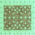 thumbnail image 1 of Ahgly Company Machine Washable Indoor Square Oriental Turquoise Blue Traditional Area Rugs, 6' Square, 1 of 4