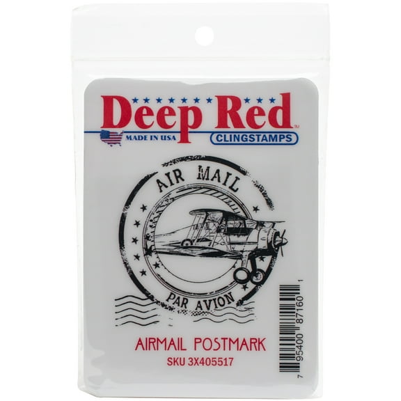 Deep Red Cling Stamp 2"X2"-Airmail Postmark