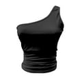 thumbnail image 5 of ZJXFGS One Shoulder tops For Women, Tank top For Women, Women Summer Casual top One Shoulder Tight Fit Solid Color Sleeveless Wrap Chest Tank top, Sleeveless tops For Women Black L, 5 of 5