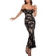 thumbnail image 3 of Vestido Maxi con Hombros Descubiertos, Corsé Fruncido, Ajustado, Vestidos Formales para Invitadas de Boda para Mujeres Negro e Impresión S, 3 of 8